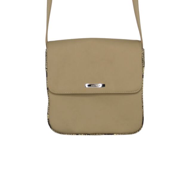 Y2k Vintage Nine West Beige Snakeskin Pattern Square Crossbody Bag - Picture 4 of 10